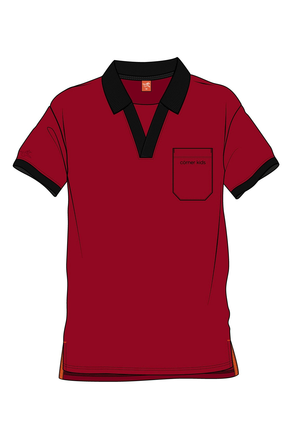 Corner Kids V-Neck Polo (Red)