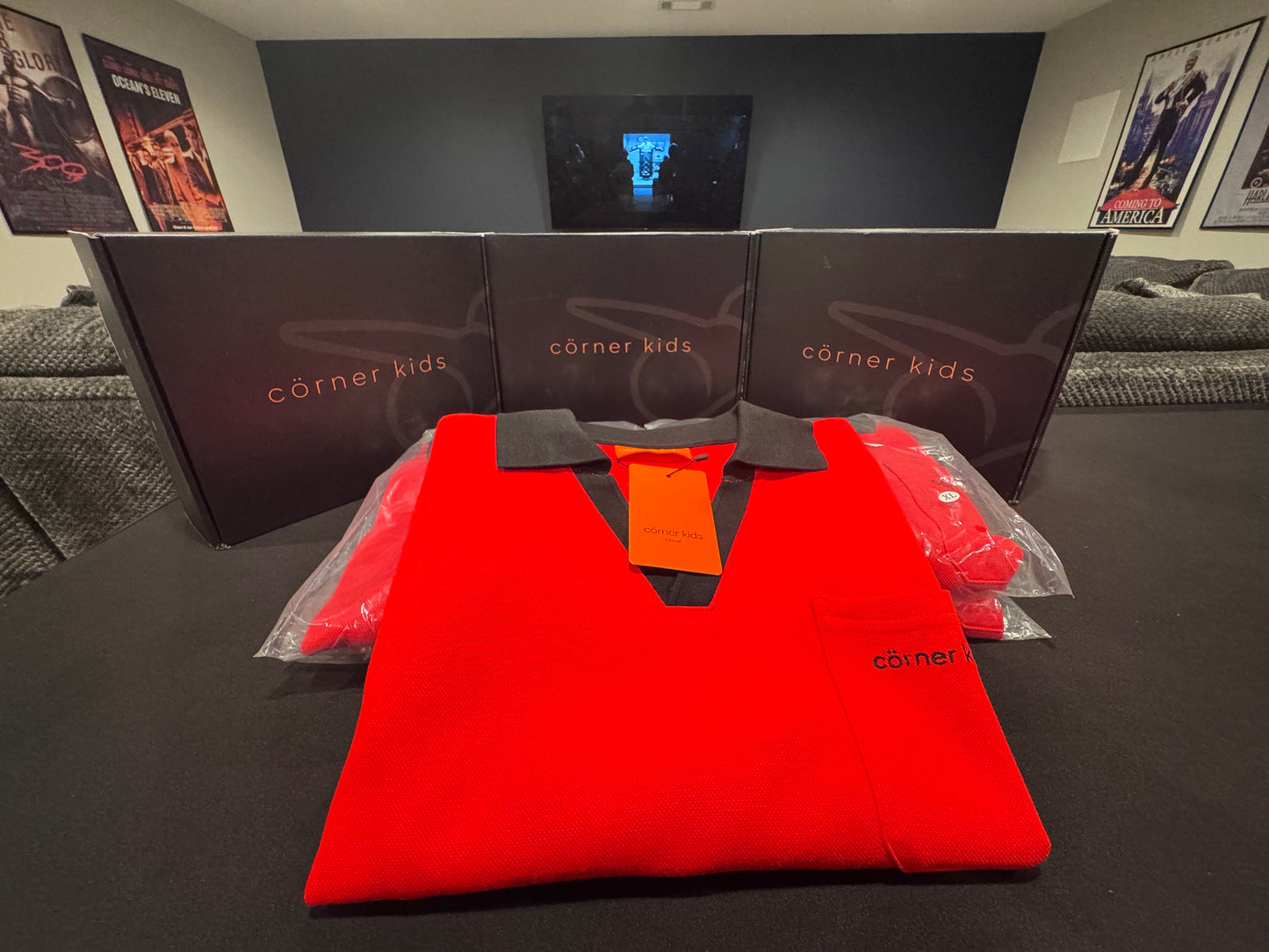 Corner Kids V-Neck Polo (Red)