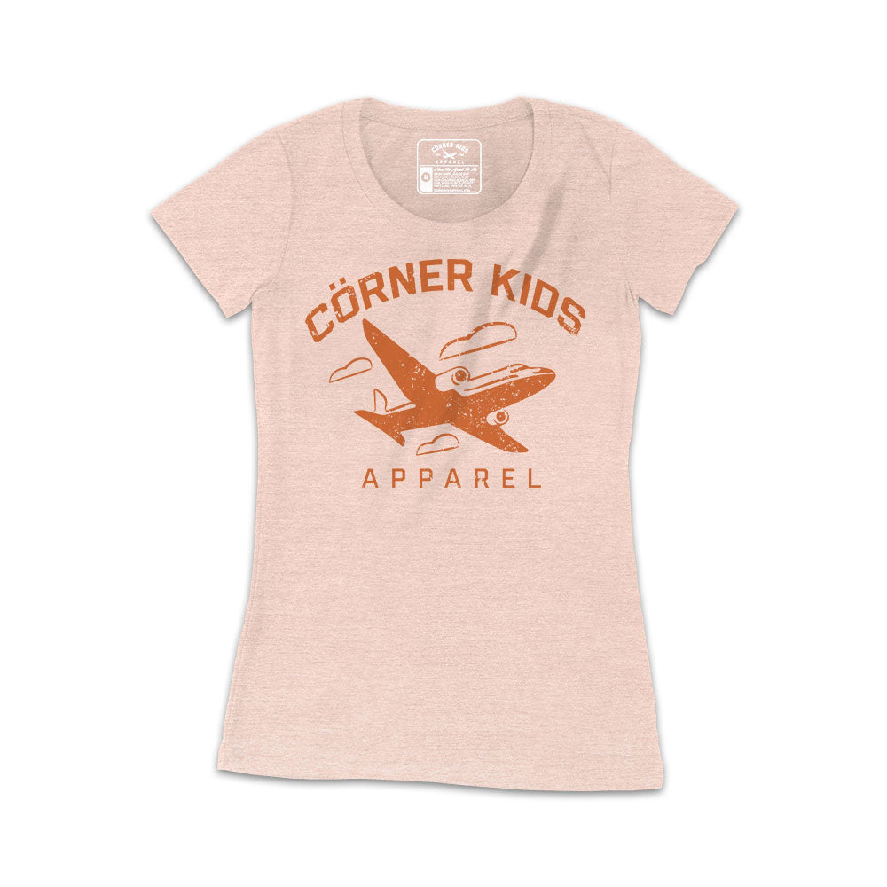 Women Peach Tee wit Aircraft logo