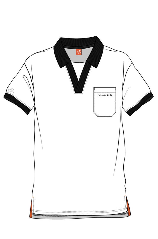 Corner Kids V-Neck Polo (White)