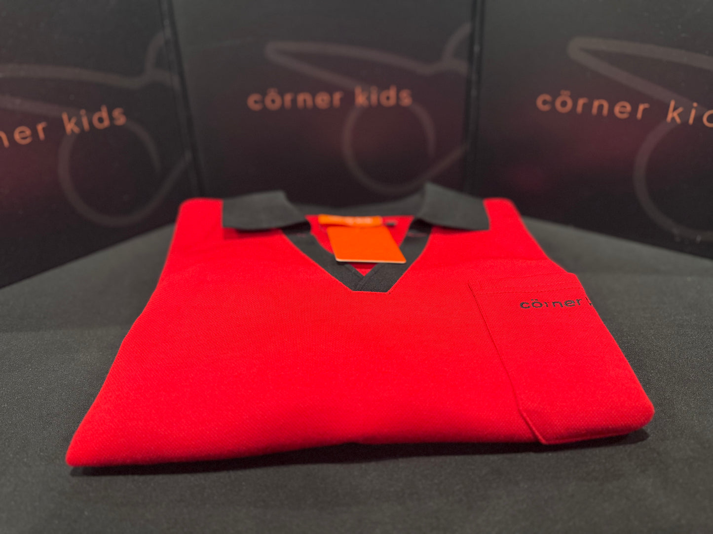 Corner Kids V-Neck Polo (Red)