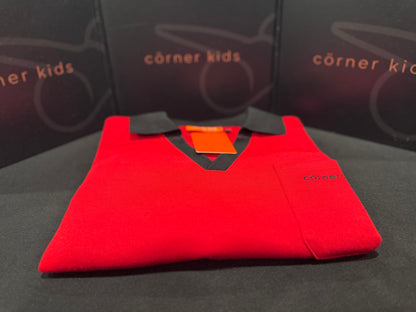 Corner Kids V-Neck Polo (Red)