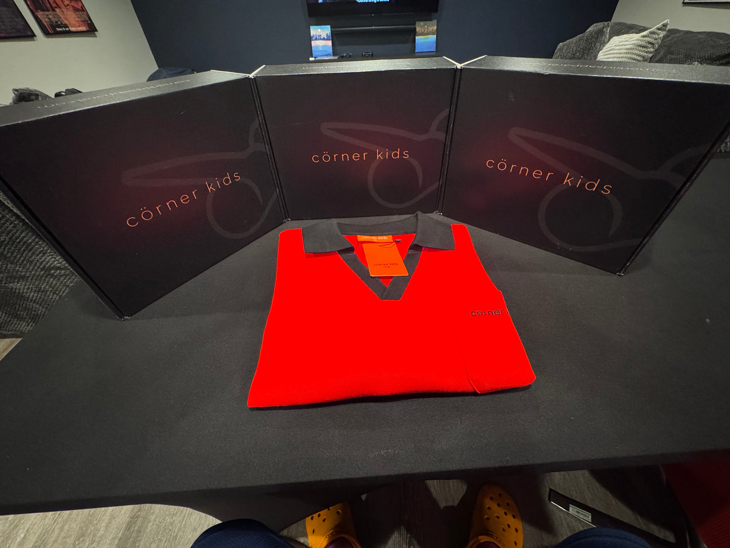 Corner Kids V-Neck Polo (Red)