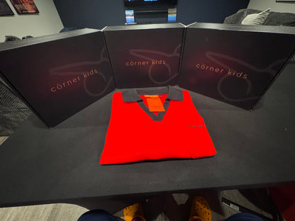 Corner Kids V-Neck Polo (Red)