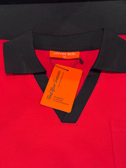 Corner Kids V-Neck Polo (Red)