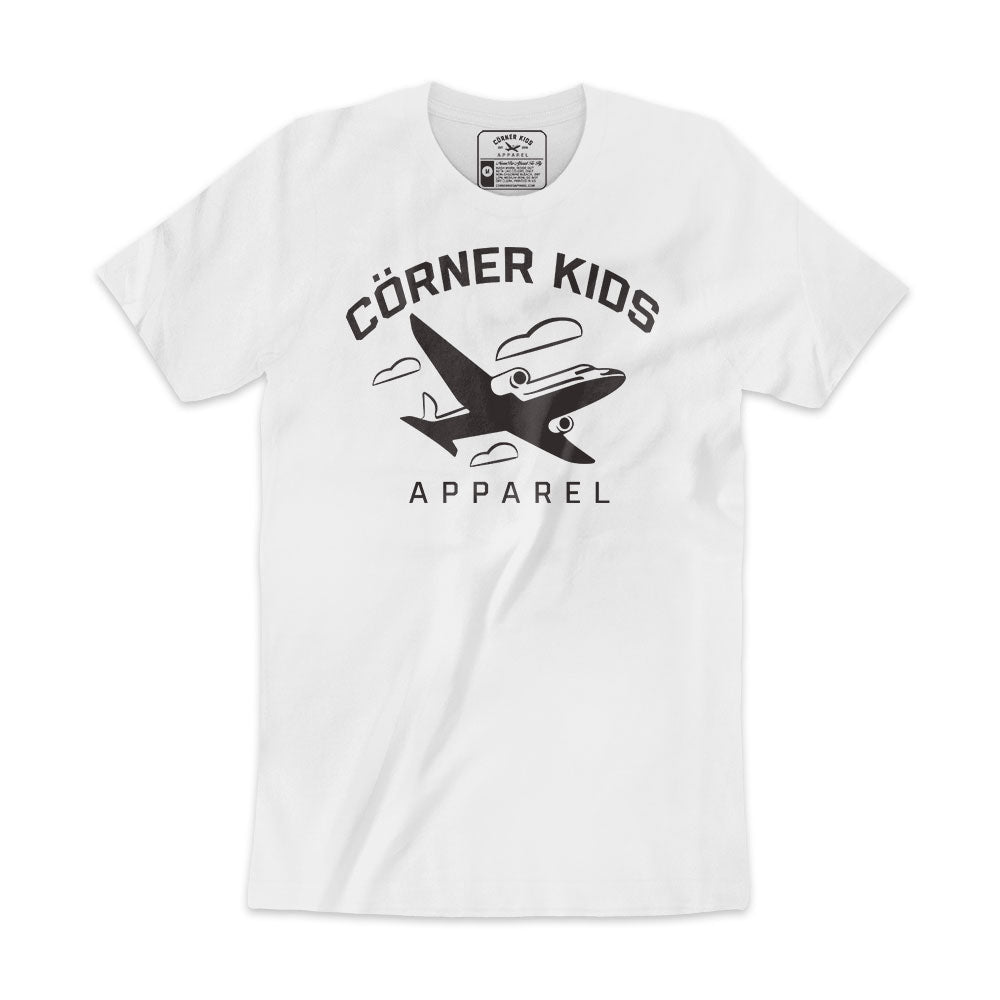 Black Font And Aircraft Logo on Tee