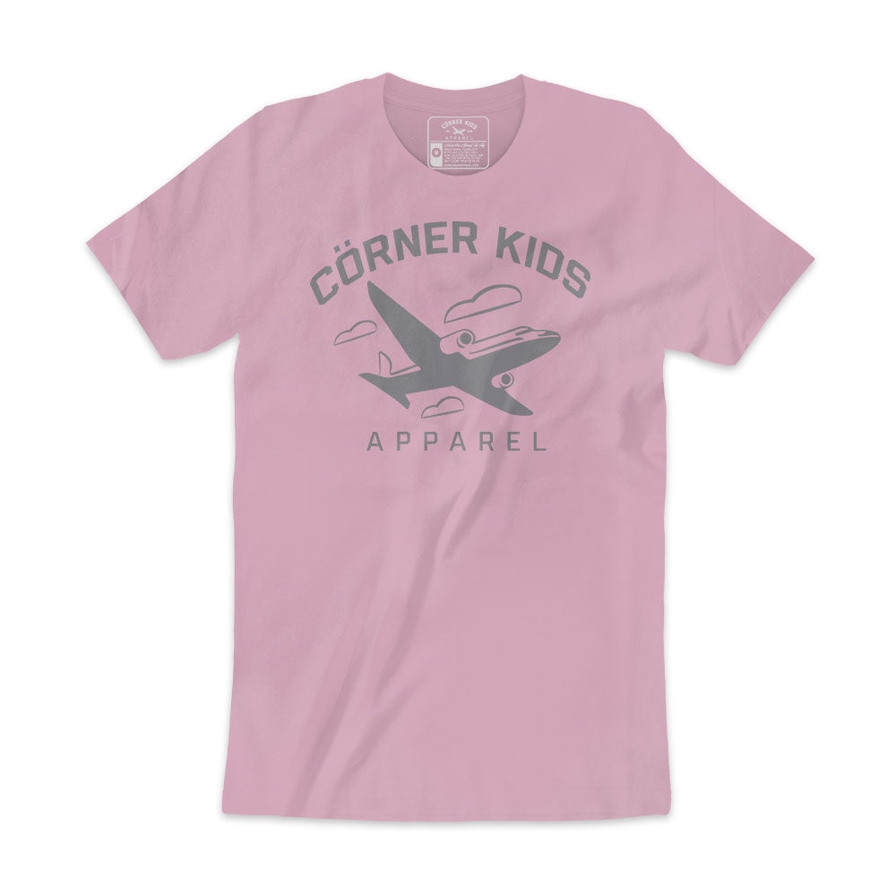 Pink crew neck t-shirt  With Airpane logo 