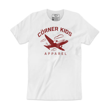 Crewneck Mens RED-ON-WHITE Logo Tee